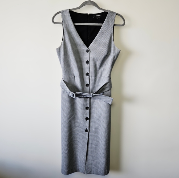 Club Monaco Pritha Dress Size 6 Houndtooth Belted Acamdemic Old Money - Picture 2 of 5